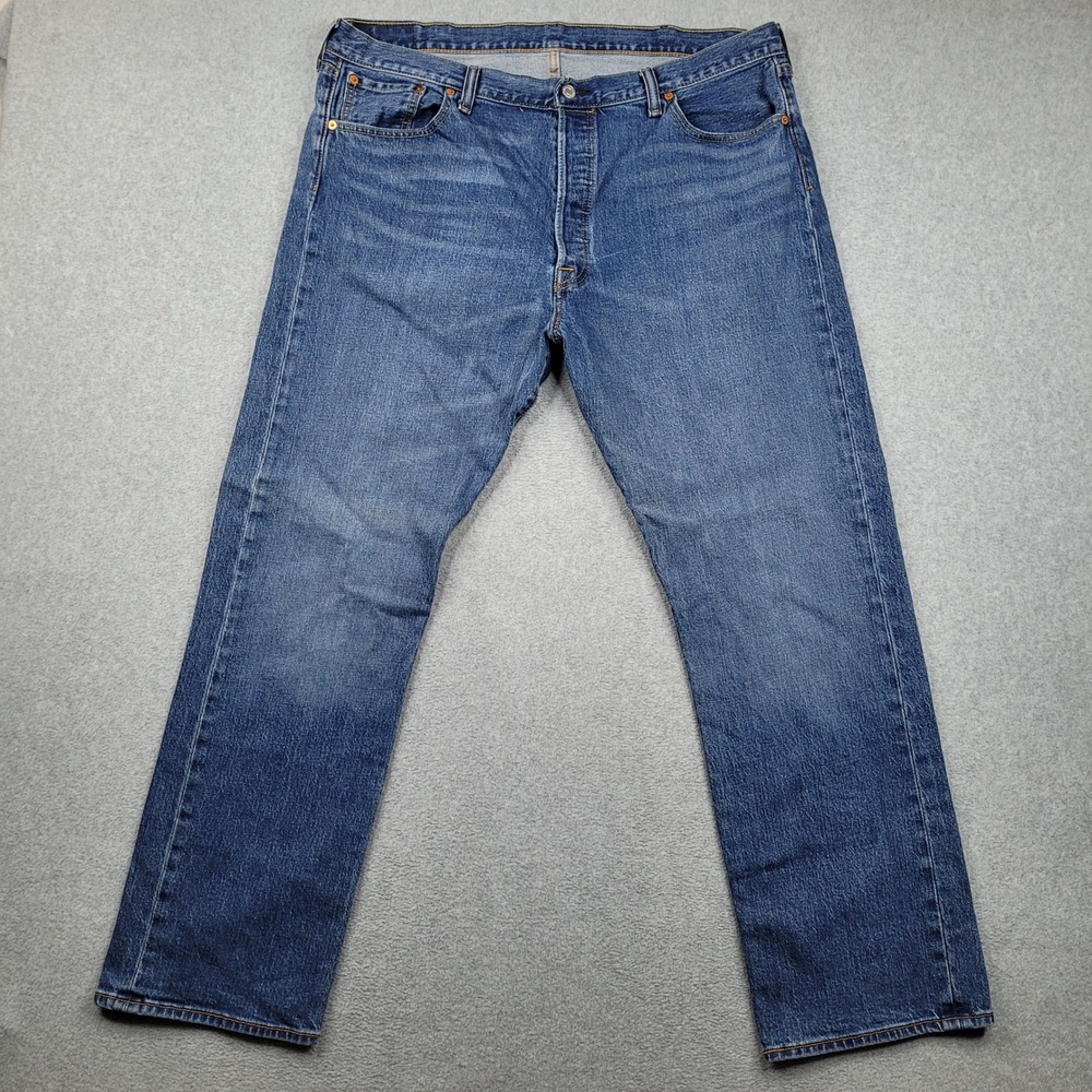 Levi's 501 Original Fit Jeans Mens 42x32 Blue Button Fly Straight Leg Denim